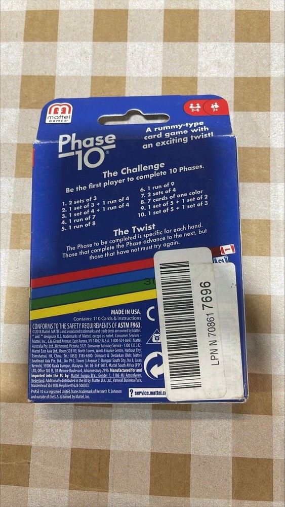 Mattel Games Phase 10 Rummy Cards
