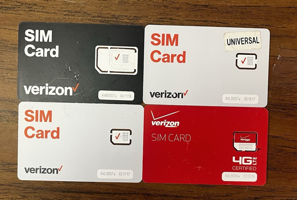 Verizon Misc. Sim Cards X4