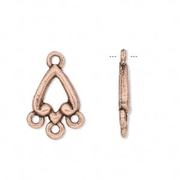 2 Antiqued Copper Teardrop Earring Connectors / 14x22mm  *