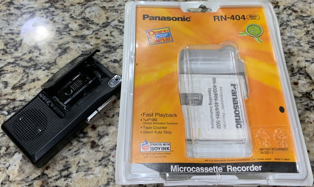 Panasonic RN-404 Black VAS Handheld Microcassette Voice Recorder Tested Works