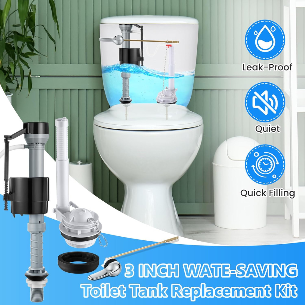 3 Inch Toilet Flusher Replacement Kit, Include 3 Inch Adjustable Flush Valve wit