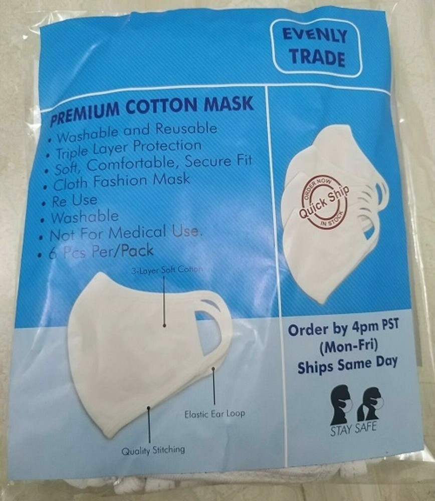 6 Pcs in pack total 12 pcs Reusable Cotton mask