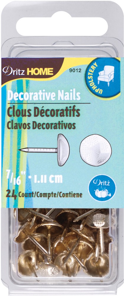 Dritz Home Decorative Nails 7/16" 24/Pkg-Gilt Hammered Head, 9012