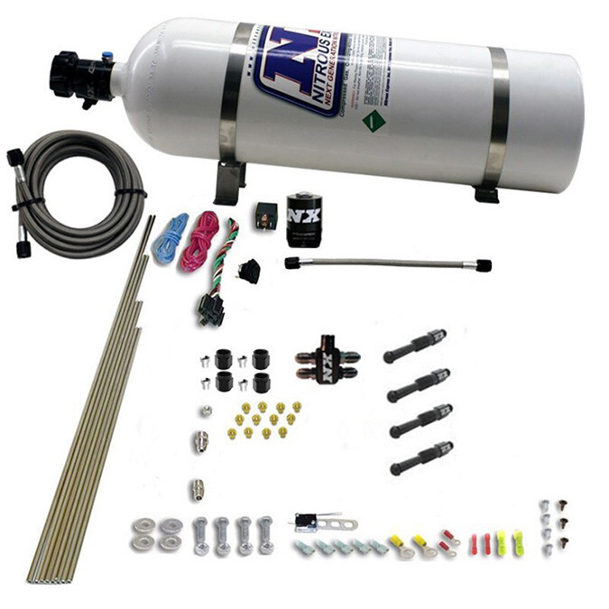 93046-15 Nitrous Express Dry Direct Port Nitrous System, 4 Cylinder - 15 lb