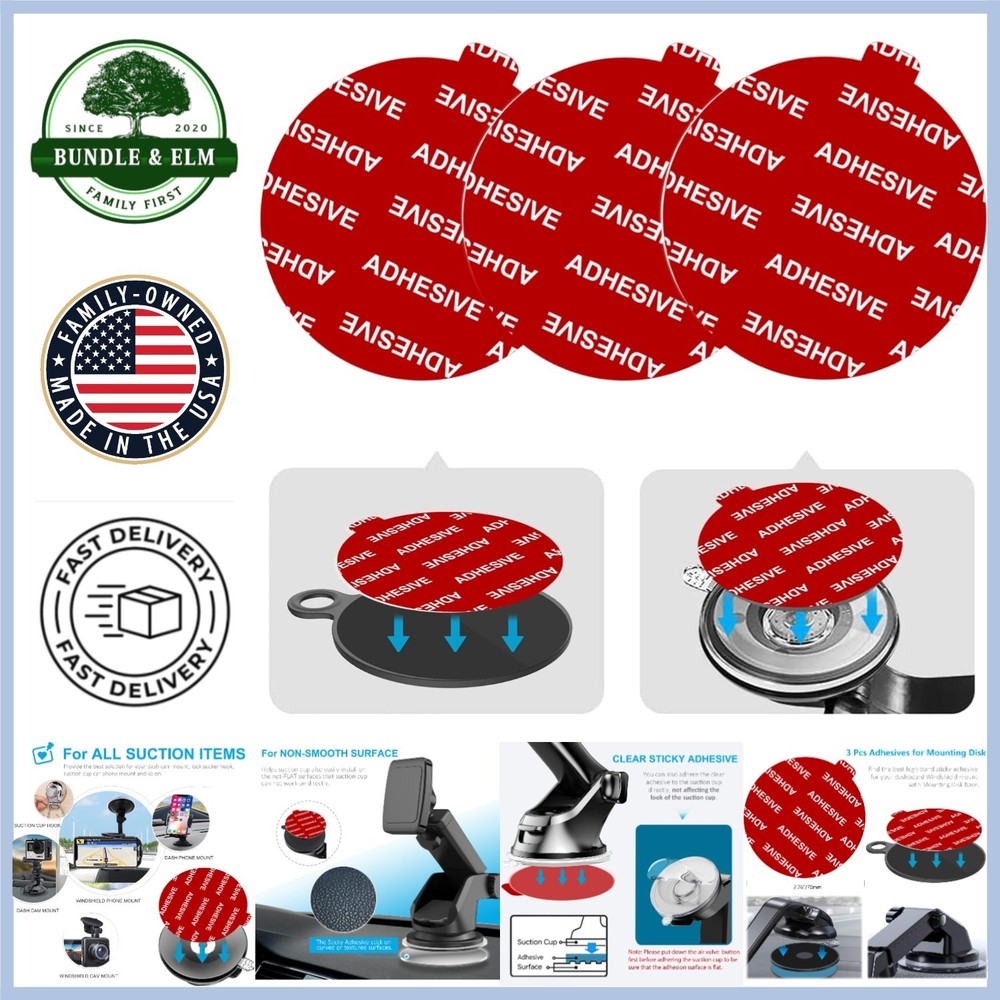 Clear 3-Pack Adhesive Replacement Disks for Suction Cup Mounts – Heat Resistant