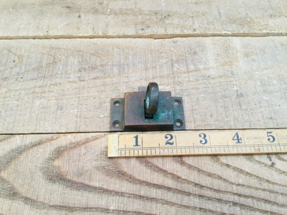 Vintage Reclaimed Brass Cabinet Cupboard Door Latch Ring Knob Pull
