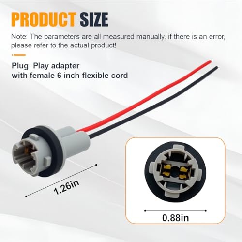 T15 912 920 921 Car Bulb Socket Pre-Wire Pigtail Adapter, Nylon Base 2PCS