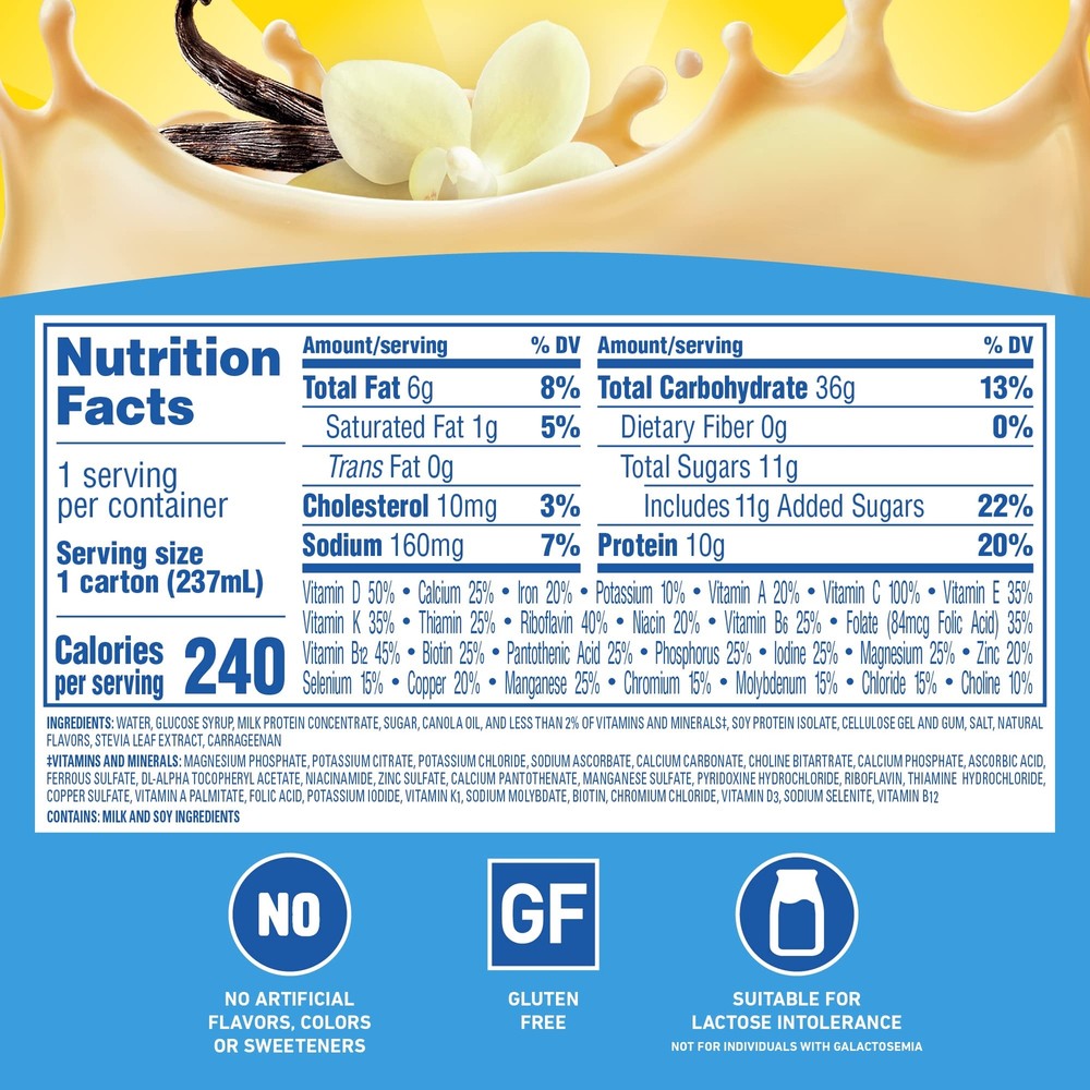 Carnation Breakfast Essentials Vanilla Meal Replacement Nutritional Drink 24 ...