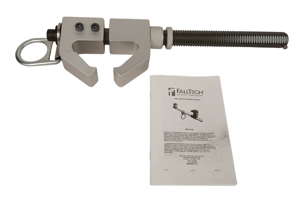 NEW FallTech 49CD38 Beam Anchor  Swivel D-Ring, Fixed Beam Clamp