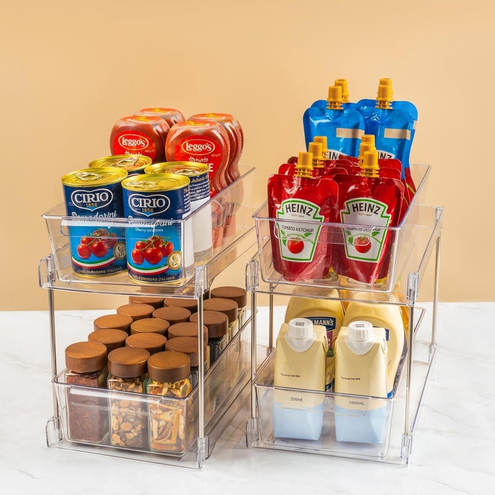 Customizable 2-Tier Storage Bins with 8 Dividers - Space-Saving Organizer