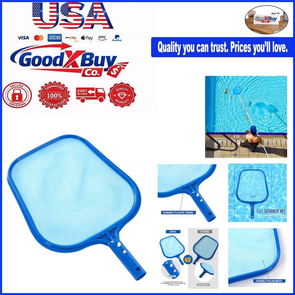 Pool Skimmer Net with Solid Plastic Frame and Fine Mesh for Pool Cleaning - D...