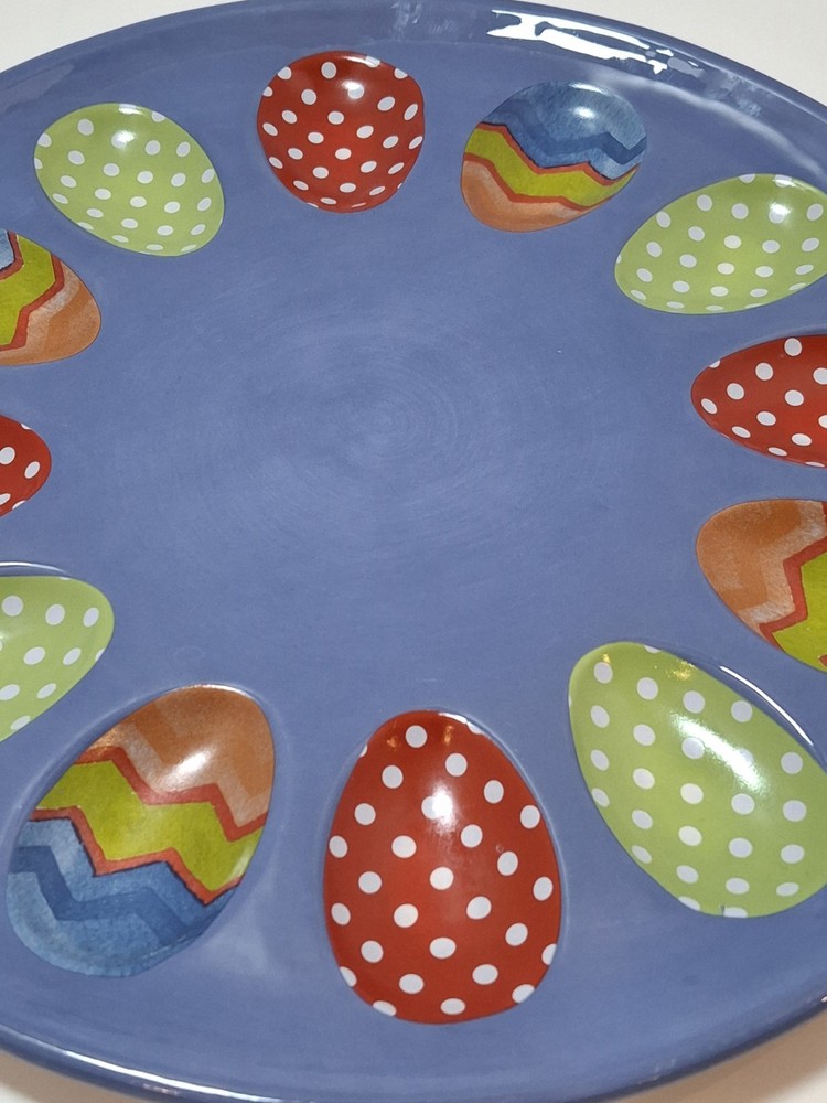 Harry & David 2008 Easter Egg/Deviled Egg Platter Ceramic Porcelain 12 Egg Beds