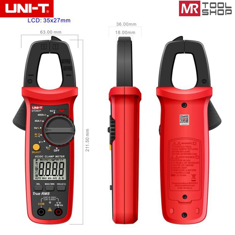 UNI-T True RMS Digital Clamp Meter Auto Range Multimeter AC DC Volt Amp NCV Test