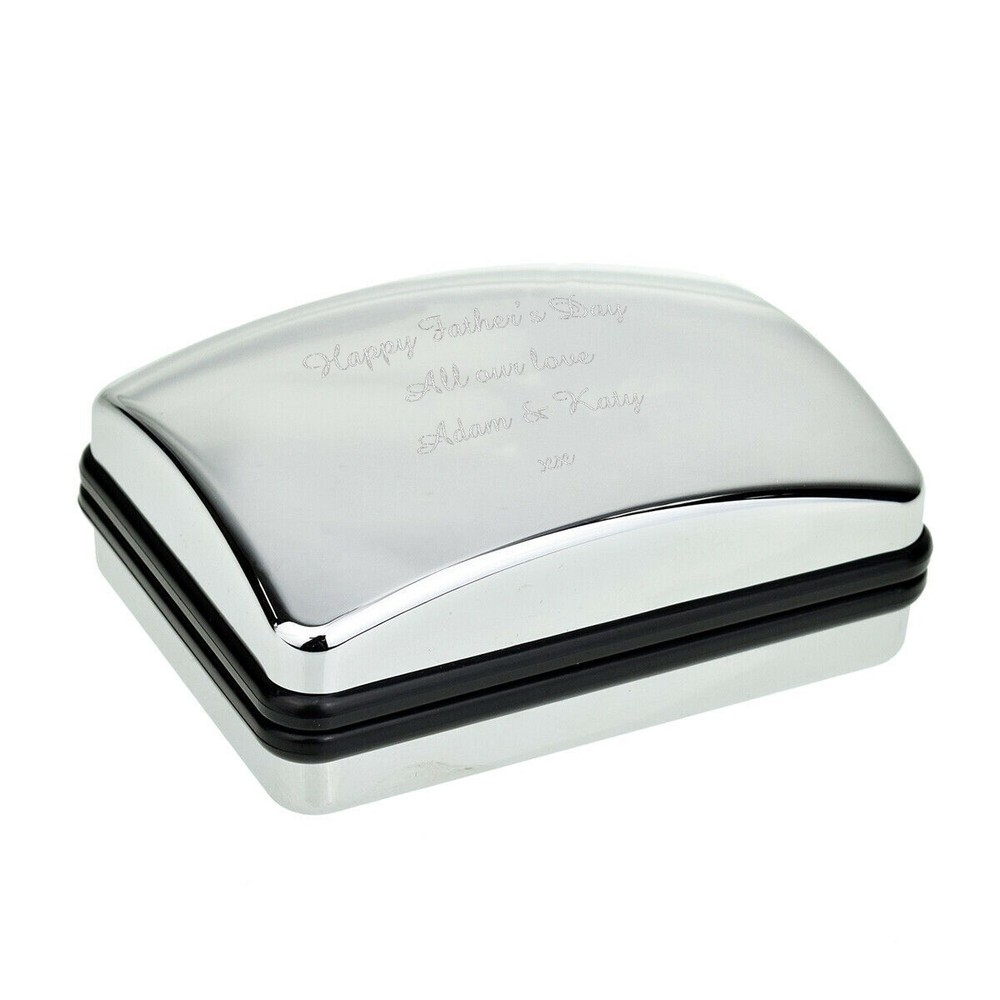 Purple Cufflinks Presented in a Personalised Chrome Cufflink Box