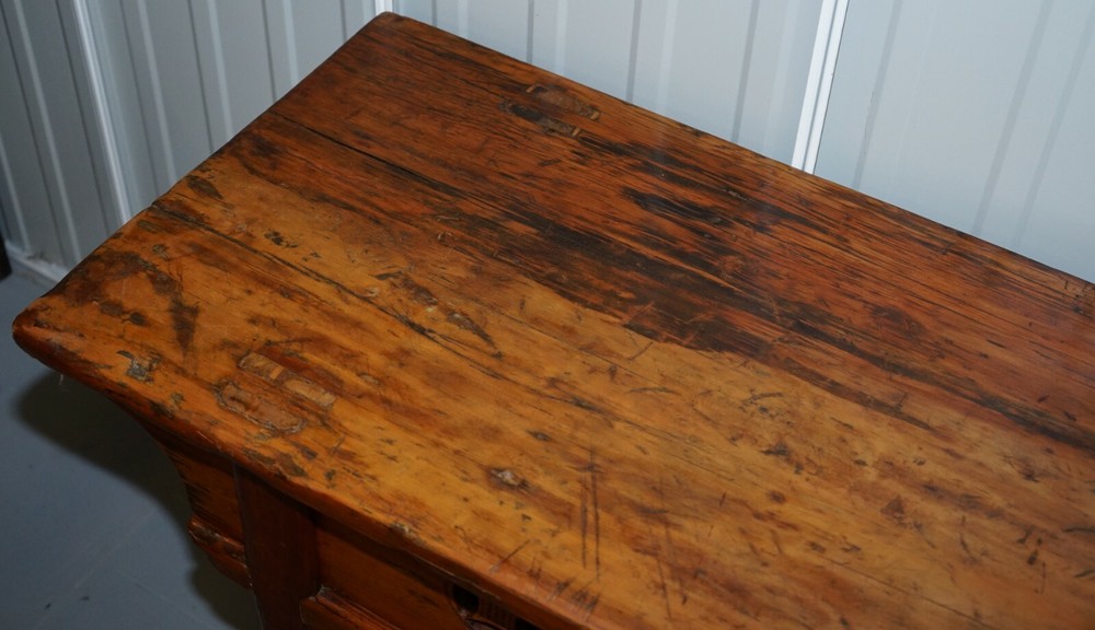 ANTIQUE CHINESE TEMPLE ALTER SIDEBOARD WITH CUPBOARDS IN SOLID TEAK REDDISH