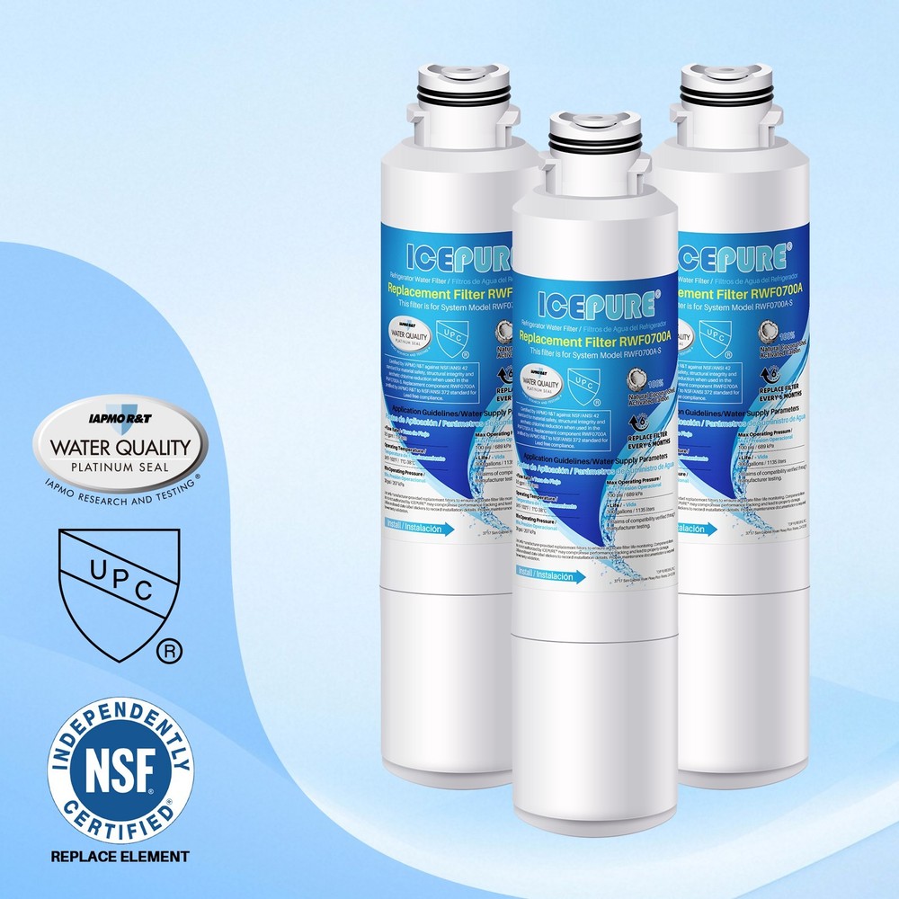Fit For Samsung RF265BEAESR/AA RF26HFENDSR/AA RF26J7500BC/AA Water Filter 3 Pack