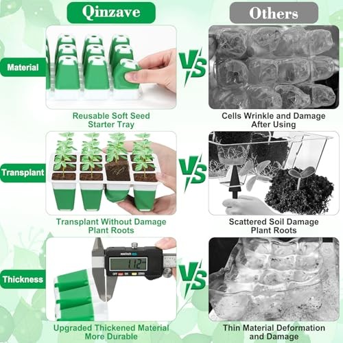 Reusable Silicone Seed Starter Tray, 60 Cells Seed Starter Kit with 5 Packs