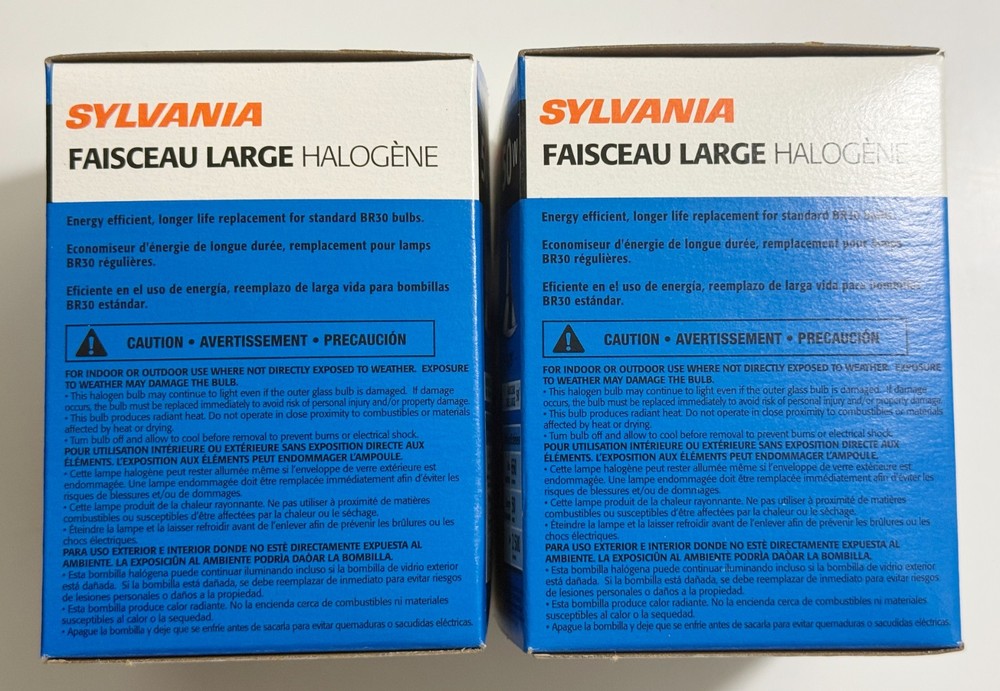 Sylvania Hal 50W Long Neck Flood 50PAR30LN/CAP/SPL/WFL LOT OF 2