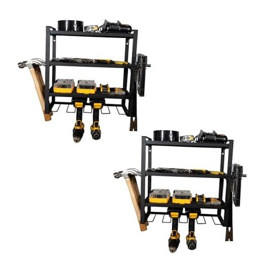 Power Tool Organizer,4 Layer Drill Holders Wall Mount, Duty Metal 2-Pack