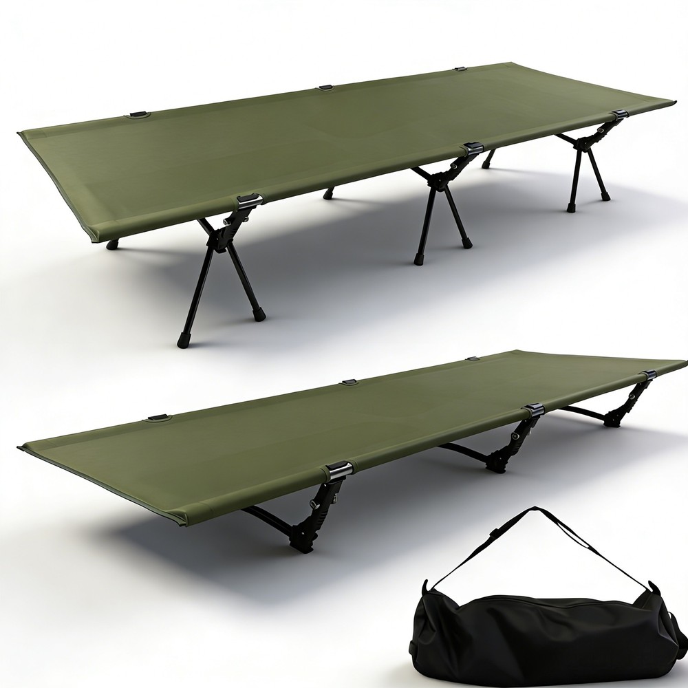 Portable Folding Camping Cot, Height Adjustable Sleeping Cot for Adults