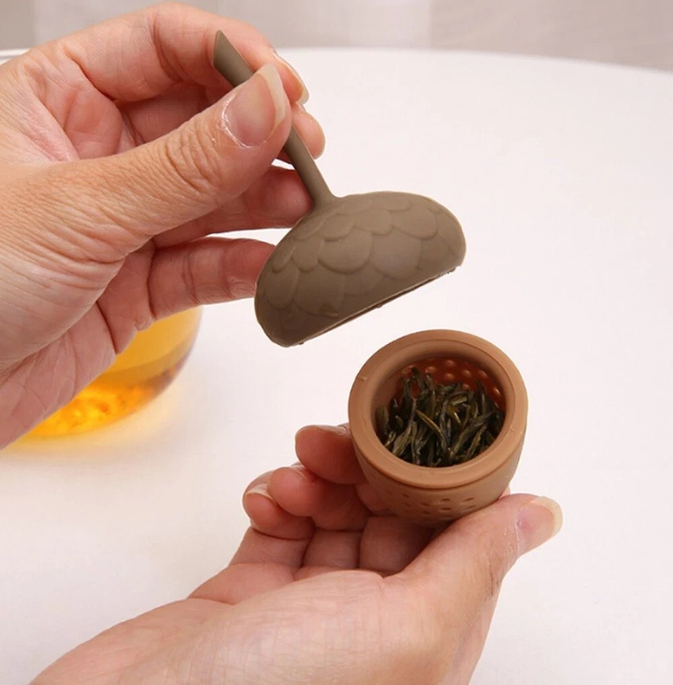 Pine Cone Silicone Tea Infuser Long Handle Loose Leaf Strainer for Mug Cup Teapo