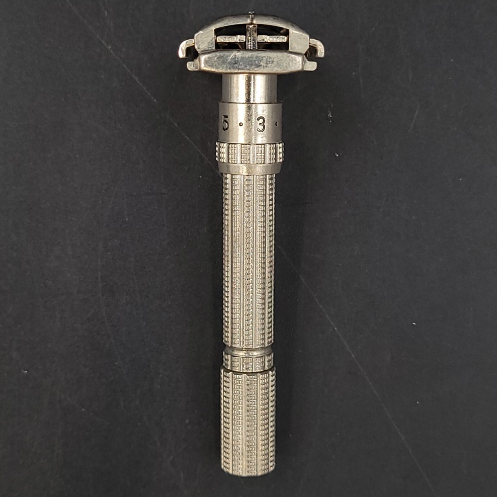1962 Gillette Slim Adjustable 1-9 DE TTO Razor Date Code H1