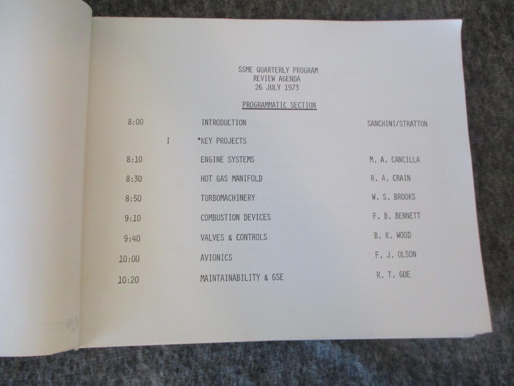 NASA/ROCKETDYNE SPACE SHUTTLE MAIN ENGINE "SSME" PROGRAM REVIEW - 26 JULY 1973