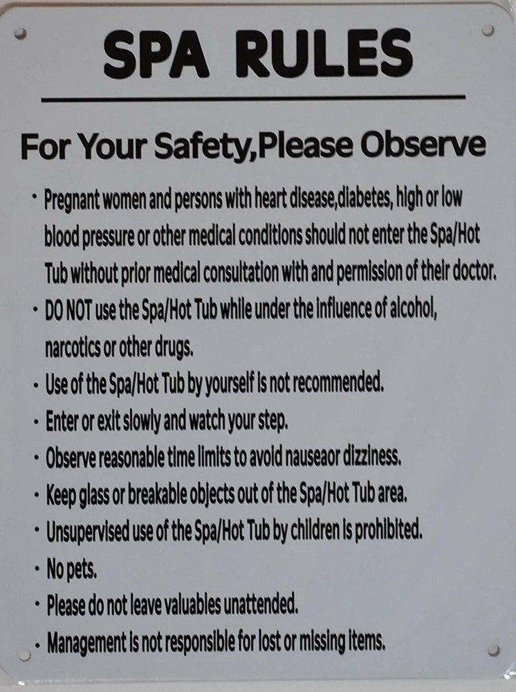 SPA Rules Sign (White, Rust Free Aluminium 8X12)-REF24-1027