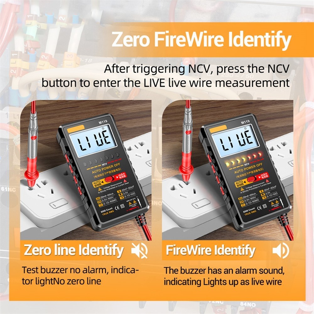 M119 6000 Count Digital Meter with Flashlight for Convenience During Testing