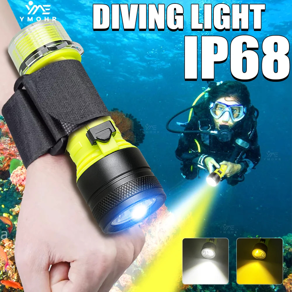 Diving Light USB Rechargeable Diving Flashlight Underwater Photography Light