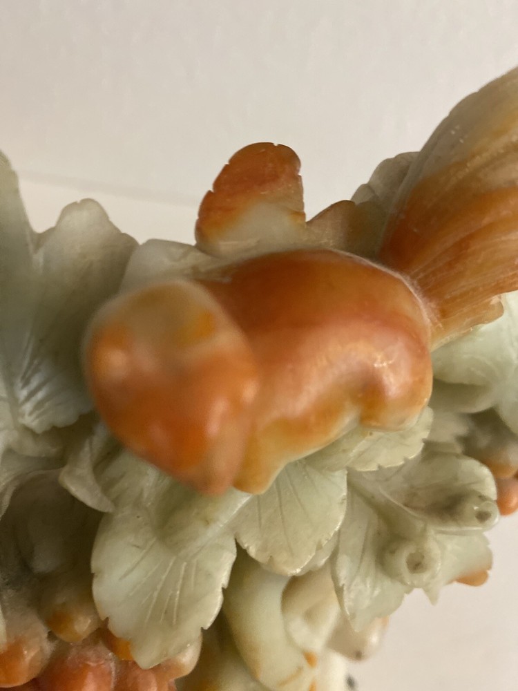 Chinese Carved Soap Stone Statute ~ Squirrels ~ Grapes