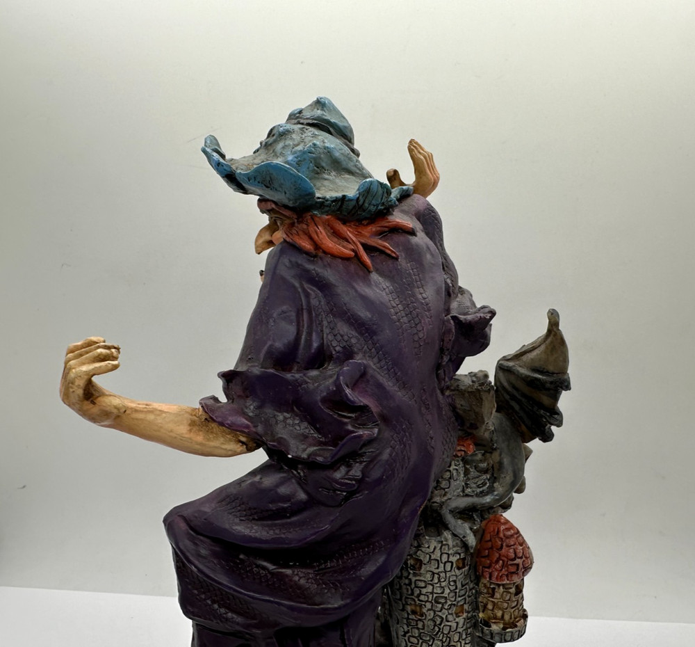 9" Floating Witch Over Castle & Bat Resin Figure