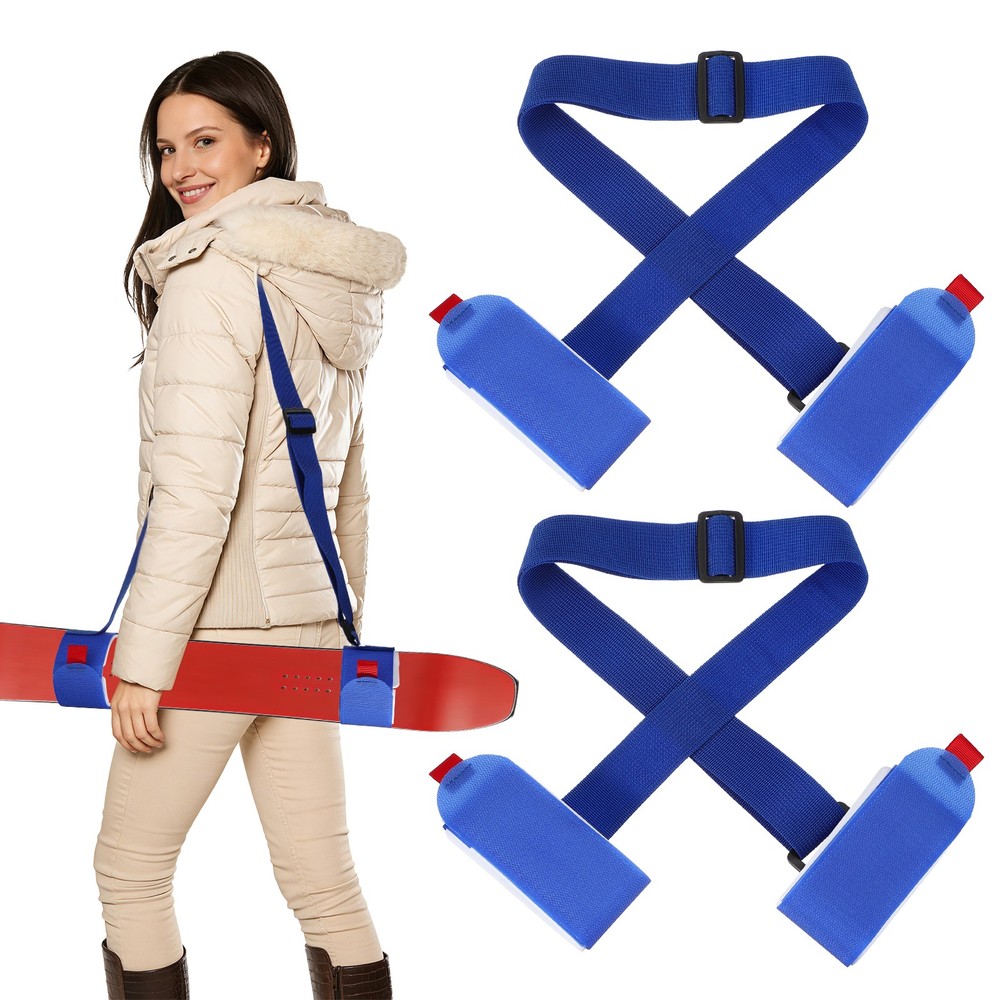 Ski Strap, Adjustable Ski Carrier Shoulder Straps,2Pcs& Blue & White & 45.7"
