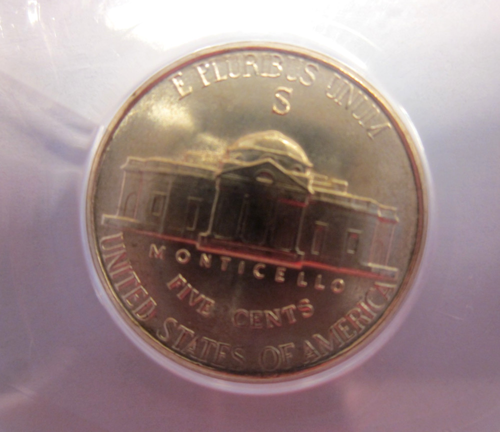 1943-S JEFFERSON Silver War Nickel 35% Silver Content ANACS MS67