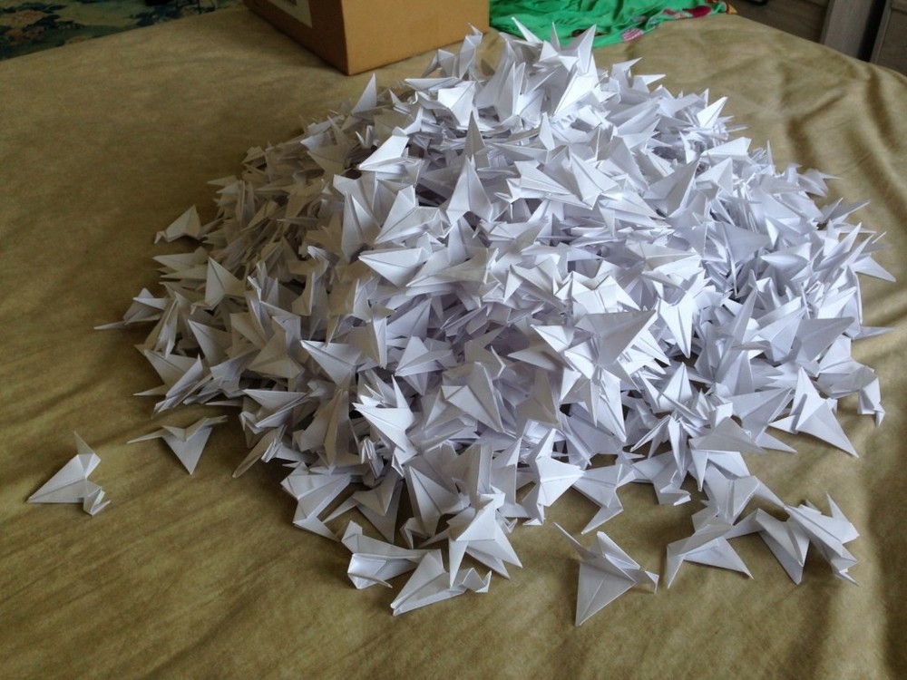 1000 White Paper Cranes - Ideal for Weddings! Flapping Cranes!