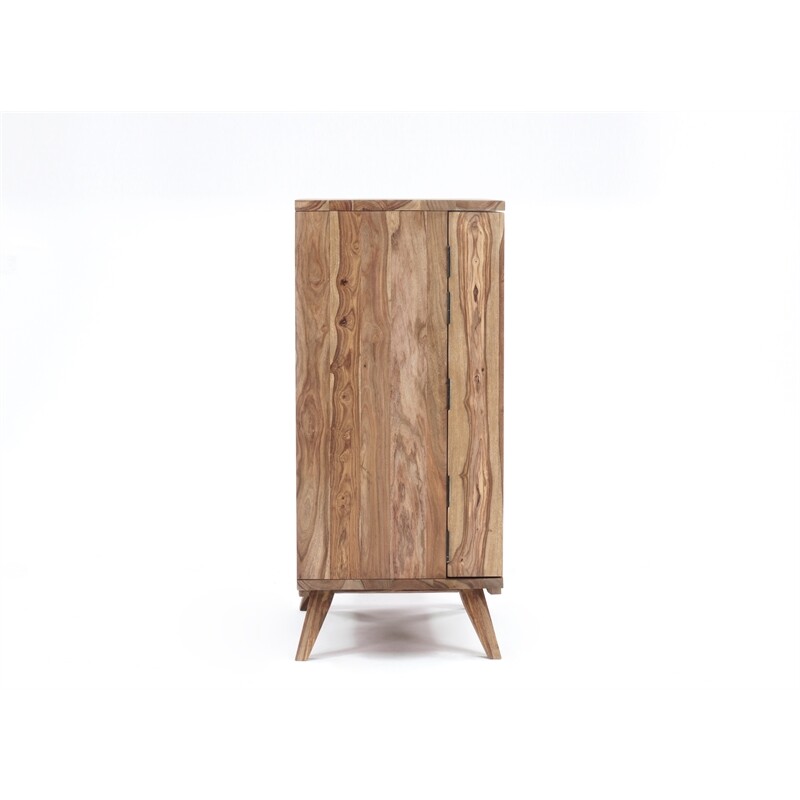 Pemberly Row Contemporary Solid Sheesham Wood Bar in Light Brown