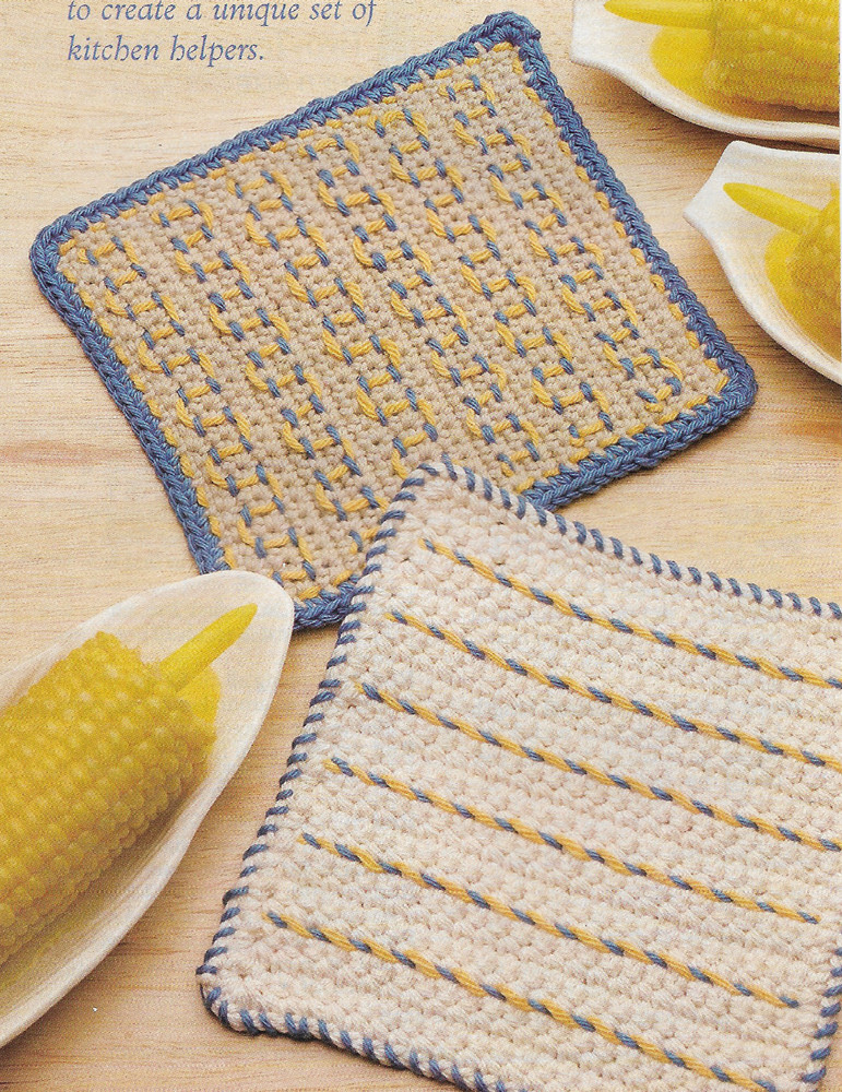 2 Hot Pads crochet pattern instructions