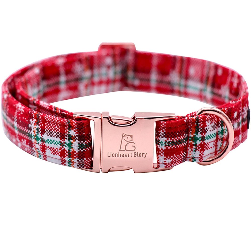Christmas Plaid Dog Collar Adjustable Soft Comfortable Pet Strap Fits Medium