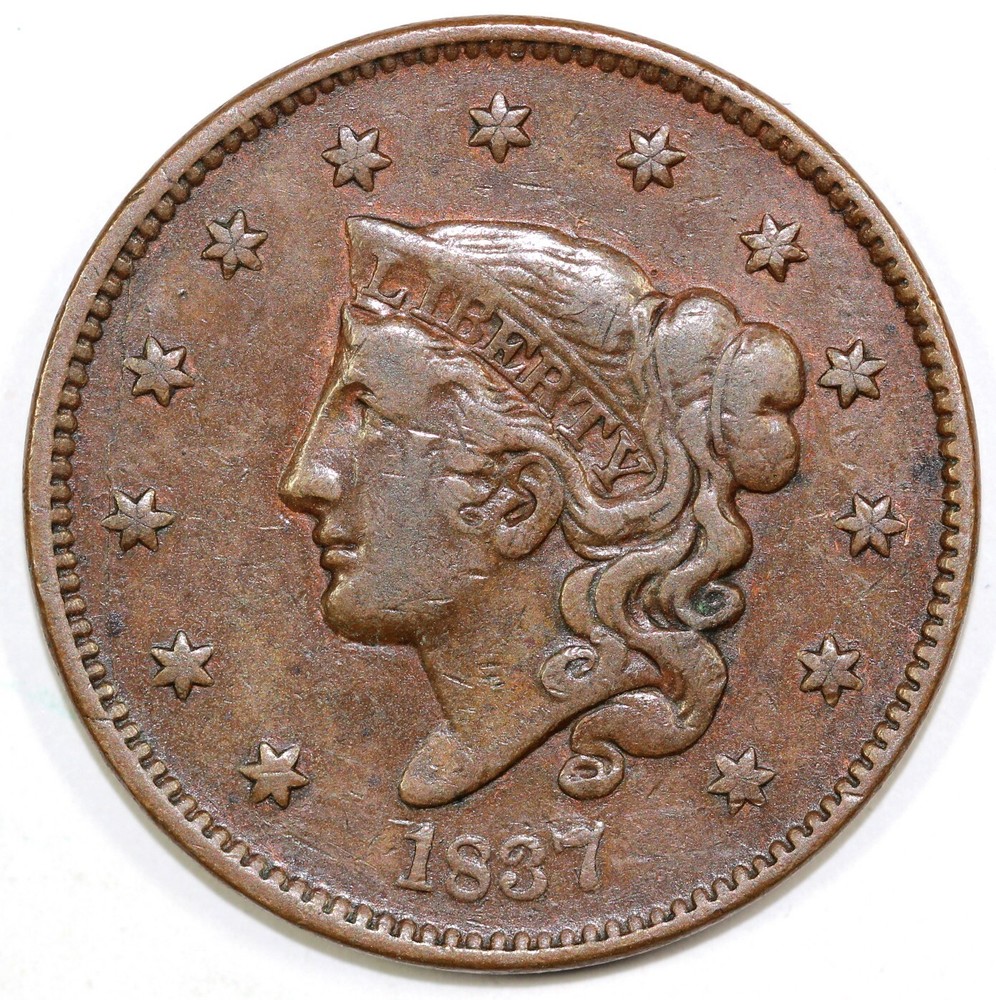 1837 1c N-15 Coronet or Matron Head Large Cent