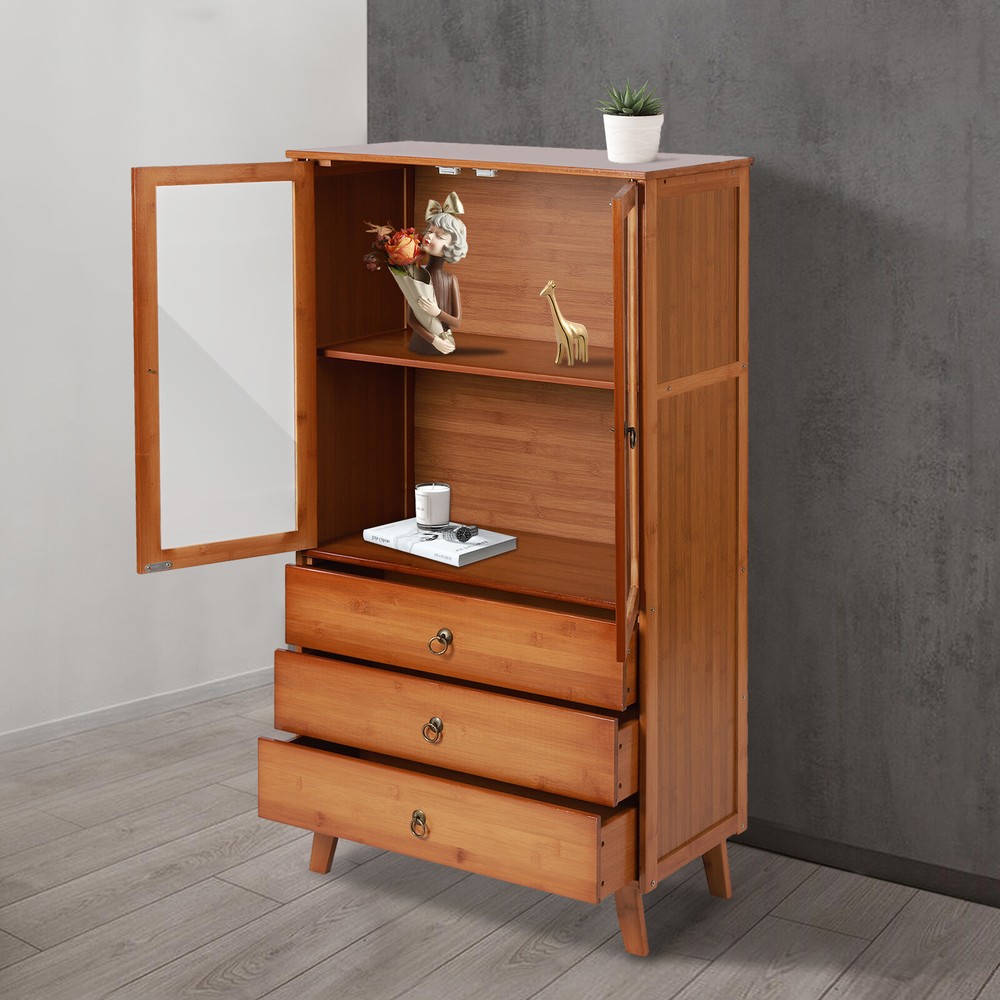 Storage Cabinet with 2 Doors, Mid Century Sideboard Buffet Cabinet Rustic Brown⭐
