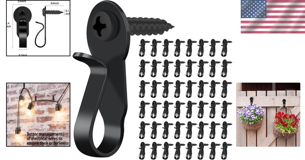 48 Pack Rust-Resistant Outdoor Light Clips: Stylish Black String Light Hangers