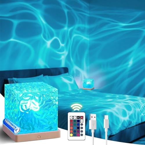 Lights Projector Rechargeable, Touch Cube Color Changing Light with Ocean Wave