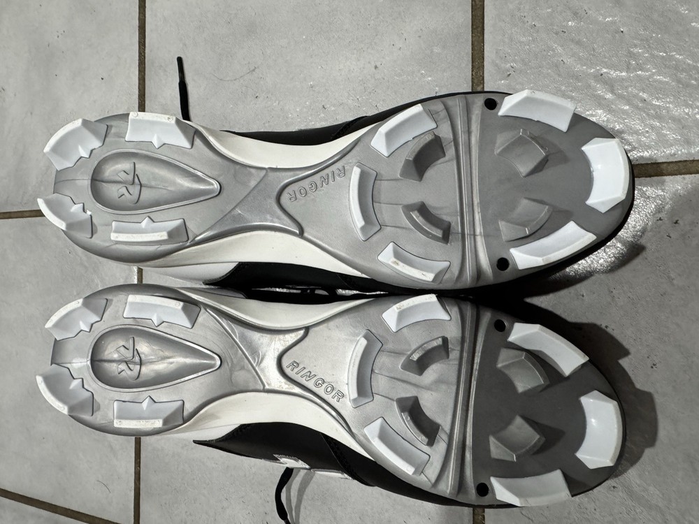Ringor Flite Softball Cleats Black White Size 8.5
