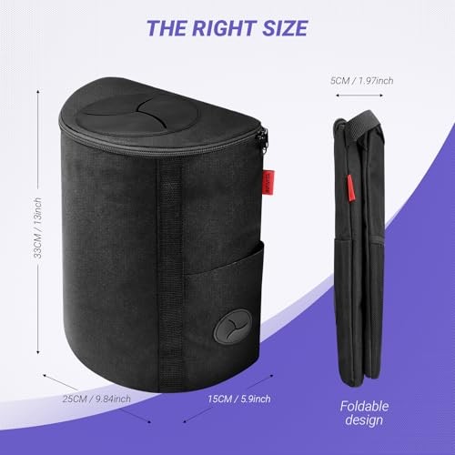 Car Trash Can – Premium Adjustable Strap & Bottom Hook Design with Convenient
