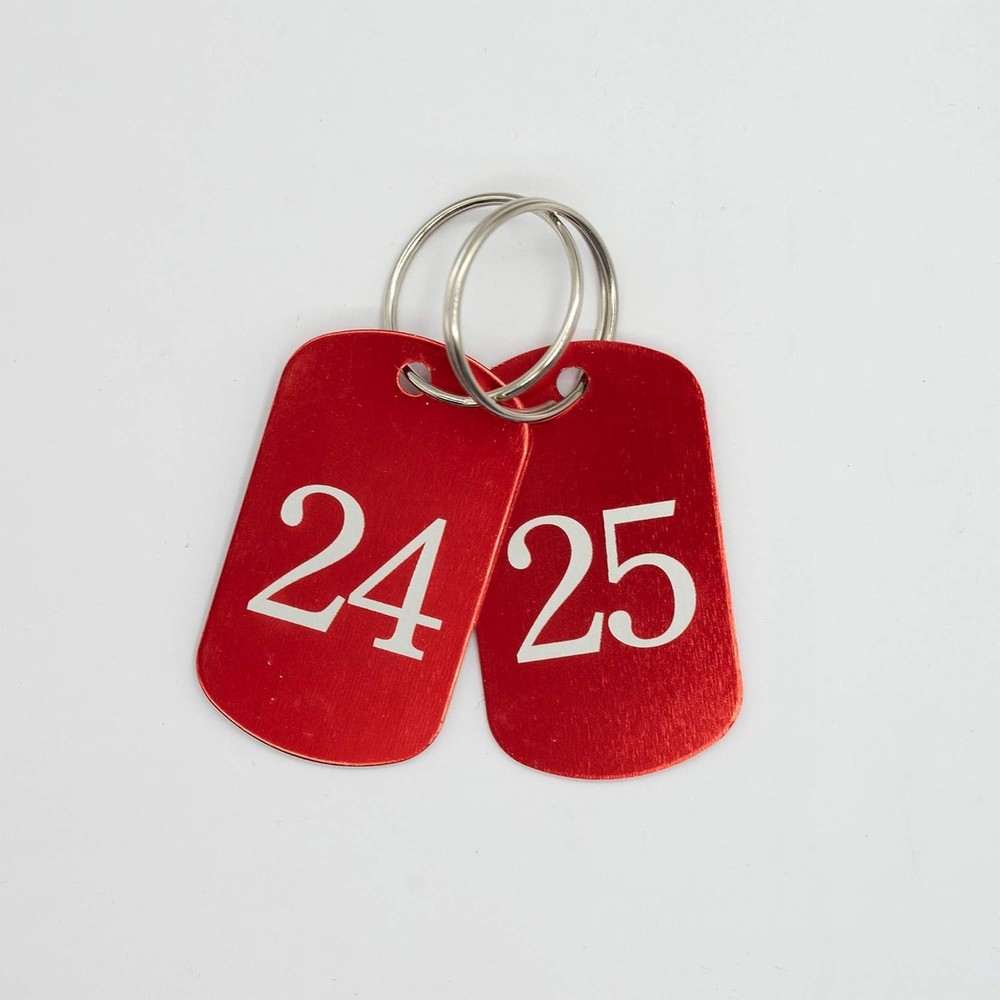 Aluminum Engraved Number Tags Key Tags ID Tags with Key Rings