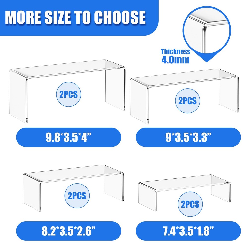 Acrylic Display Risers, 8 Pieces Clear Rectangular Tabletop Display Stand for...