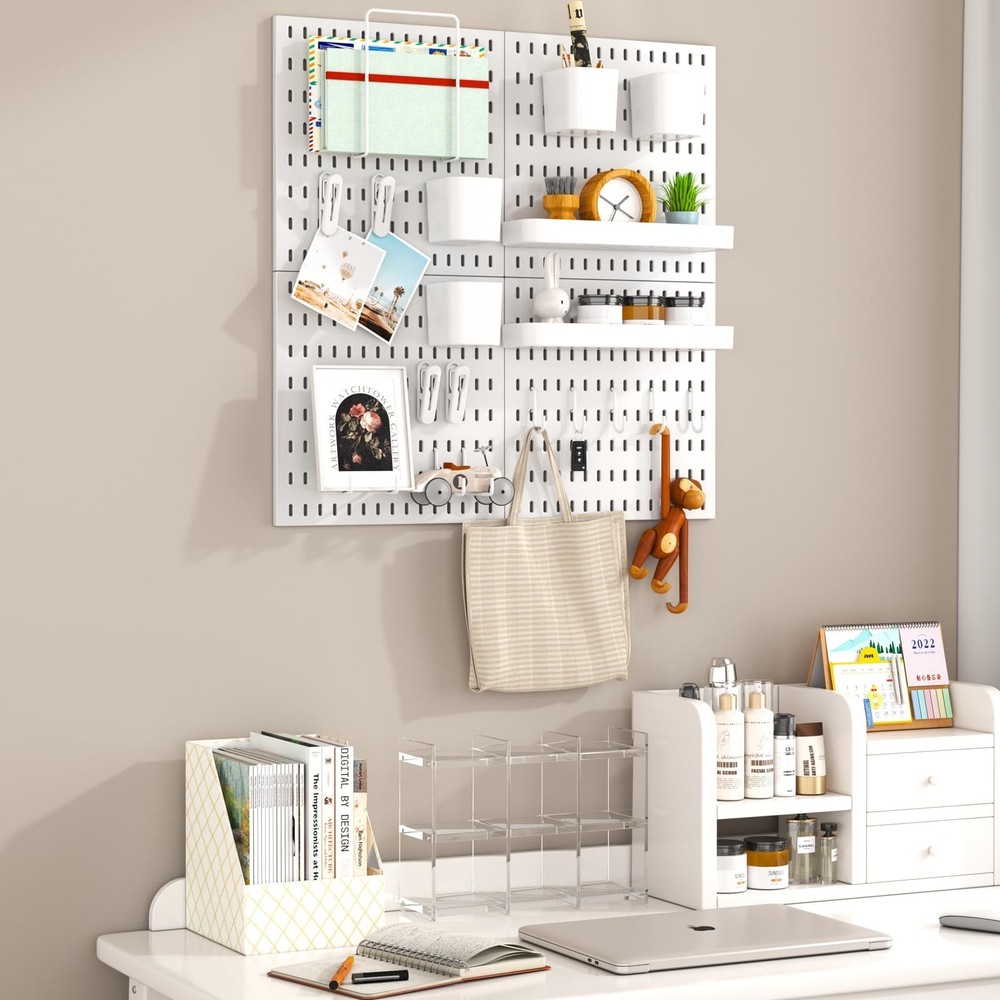 Peg Board Combination Kit, 4 Pegboards with 20 Accessories, Pegboard Wall Org...