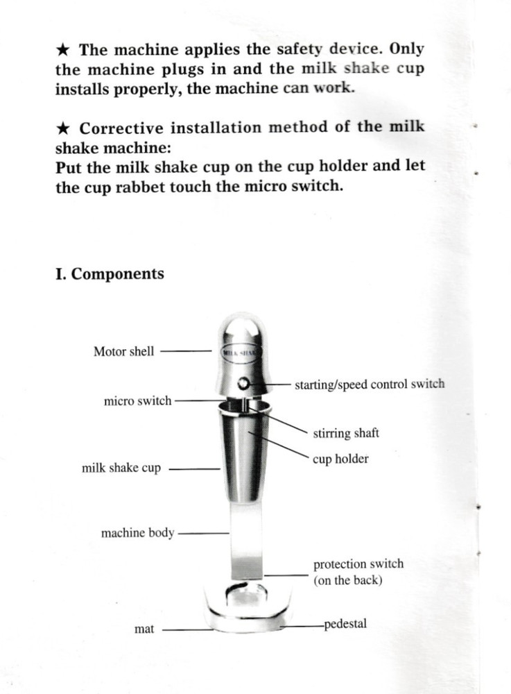 MILK SHAKE MACHINE Series Operating Instruction Single Double Head Making