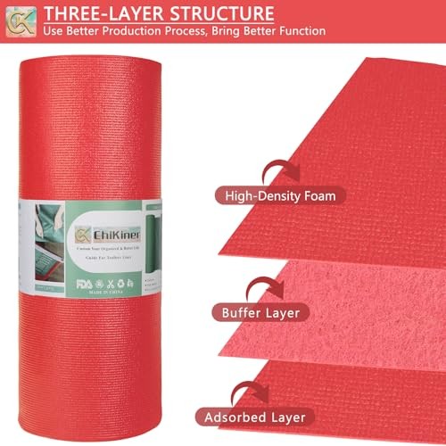 Foam Toolbox Liner Shelf Liner, Thickened Durable Pad Tool Box 24"W x 288"L Red