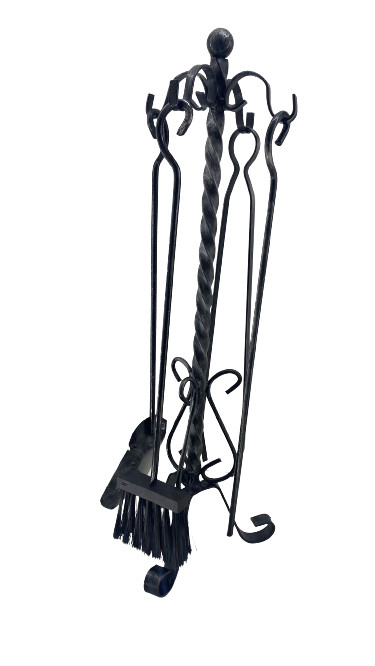 Fireplace Accessory Set Tool Kit Tripod Wrought Iron Stove Fire Rope Large
